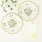 25 White 10" Paper Dessert Plates GOLD Floral Print Scalloped Rim Party Events
